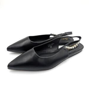 Chase & Chloe Rhinestone Slingback Flat Pointed Toe Women's Size US7.5 EU38